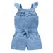 URMAGIC Baby Girls Rompers Lace Denim Vest Shorts Boat Neck Summer Dress for Age 1-5 Years Blue