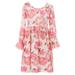 Little Girl Dress Kids Floral Print Ruffle Easter Summer Flower Girl Dress Pink 2T XS (501094)