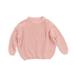 Canrulo Toddler Baby Boy Girl Fall Winter Knit Sweater Long Sleeve Solid Color Pullover Top Warm Sweatsuit Pink 2-3 Years