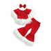 Jkerther Christmas Outfits Toddler Baby Girl Boy Pants Set Santa Claus Cosplay Clothes Long Sleeve Velvet Top+Flare Pants+Headband