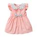 18 Months Infant Girl Summer Dress Fly Ruffled Sleeve Doll Collar Dress 24 Months Toddler Girl Sleeveless Dot Lapel Dress Pink