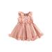 ZIYIXIN Toddler Baby Girls Princess Party Dress 3D Flower Petal High Waist Ball Gown Tulle Elegant Dresses Outfits Pink 12-18 Months