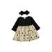 Canrulo Infant Baby Girls Fall Outfits Long Sleeve Pullover Knit Blouse Ruffle Dress Tulle Star Sequins Lace Skirt Set Black 9-12 Months