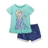 Disney Frozen Elsa Toddler Girls Peplum T-Shirt and French Terry Shorts Outfit Set Toddler to Big Kid