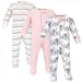 Hudson Baby Infant Girl Cotton Zipper Sleep and Play 3pk Pink Safari 6-9 Months