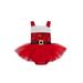 Canrulo Kids Baby Girl Christmas Romper Fluffy Sequined Strappy Romper Skirt Outfits Red 9-12 Months