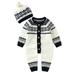 Sunisery Infant Newborn Baby Girls Boys Clothes Knitted Santa Christmas Warm Romper Long Sleeve Jumpsuit+Hat White 6-12 Months