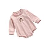 Canrulo Unisex Toddler Infant Baby Boy Girl Romper Long Sleeve Jumpsuits Bodysuit Fall Winter Rainbow Outfits Pink 12-18 Months