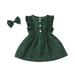 Kiapeise Toddler Girls Velvet Ruffle Sleeveless Dress+Bowknot Hairpin Set