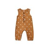 Lovely Baby Boys Girls Jumpsuits Moon Pattern Printed Sleeveless Strap Button Jumpsuits 0-24M