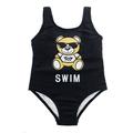 Baby Girls Fully Lined Funny Bear Prints One-Piece Swimsuit Bathing Suit (Black 100/2-3 Years)