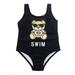 Baby Girls Fully Lined Funny Bear Prints One-Piece Swimsuit Bathing Suit (Black 100/2-3 Years)