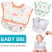 LNKOO Lovely Baby Rice Pocket Waterproof Bib 1-3 Years Old Washable Stain Junior Bib 3-Pack Waterproof Short Sleeve Toddler Bib Dinosaurs Owl Potted pattern Odor Resistant baby Smock Bib