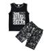 Binwwede Toddler Infant Baby Boy Summer Clothes Sleeveless Letter Top T-Shirt Tank Top Camo Cargo Shorts Outfit Set MHX