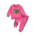 Baby Girls 2pcs Clothes Set Leopard Bead Decoration Heart Shape Print Sweater and Long Trousers