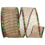 The Holiday Aisle® Box Net Jute Nestle Wired Ribbon Fabric in Brown/Green/Red | 2.5 H x 4 W x 4 D in | Wayfair 26178892B99F4DB49C079B7D23BE3213