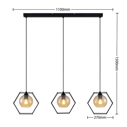 Lindby Dajanira Pendelleuchte, dreiflammig, amber