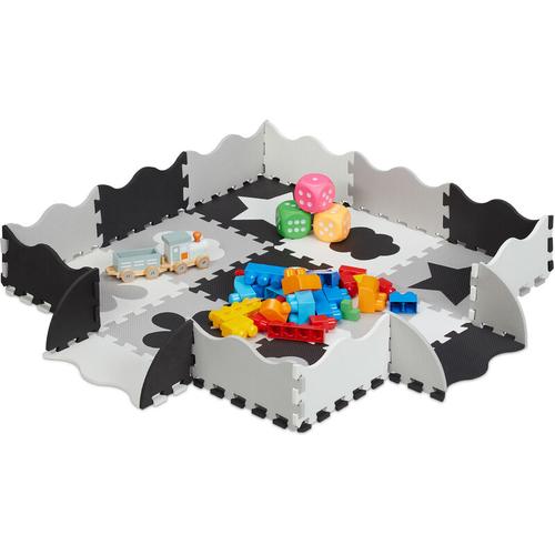 Relaxdays - Puzzlematte 34-teilig, eva Schaumstoff, schadstofffrei, 0,77 m², Spielmatte Rand,