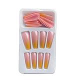 TureClos 1 Set French Tip Press on Nails Gradient Artificial Fingernails Detachable Decals Ballerina Gifts Manicure Kit