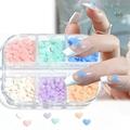 Bcloud 6Grids/Box Nail Heart Ornament Flat Back 3D Effect Color Changing White Pink Heart Nail Art Decorations Charms for Manicure