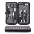 Manicure Set Nail Clippers Pedicure Kit 12Pcs Stainless Steel Professional Men Grooming Kit Care Tools for Travel or Home(Gray)