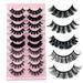Mikiwi 10 Pairs Russian Strip Lashes Fluffy D Curl False Eyelashes Natural Fake Lashes that Look Like Extensions Pack 5 Styles Mixed Volume Eye Lashes Multipack