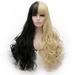 Unique Bargains Wigs for Women 30 Gold Tone Black Curly Wig with Wig Cap