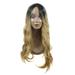 Unique Bargains Wigs for Women 28 Flax Gold Tone Curly Wig with Wig Cap