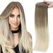 Full Shine Clip in Hair Extensions Real Hair Seamless Double Weft 14 inch Color 8 Fading to 60 Platinum Blonde Balayage 8 Pcs