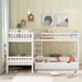 Twin Size L-Shaped Solid Wood 4 Beds Bunk Bed with Drawers, Built-in Ladder and Wood Slats