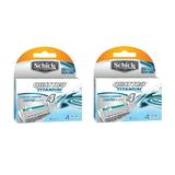 Schick Quattro Titanium Refill Cartridges - 8 Count + Schick Slim Twin ST for Sensitive Skin