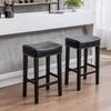 Modern Bar Stool Set of 2, 29 Inch No Back Artificial Leather Stool, Solid Wood Legs Sturdy and Stable for Kitchen Counter