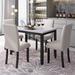 5 Piece Dining Set Faux Marble Top with 4 Padded Cushion Soft Chairs, Rubber Wood Frame Sturdy and Stable for Dining Room