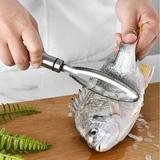 Bcloud Fish Scale Scraper Ergnomic Design Non-Slip Stainless Steel Manual Fish Scale Remover Seafood Tools