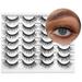 Jiocolor False Eyelashes Fluffy Lashes 14mm Dramatic Long Eyelashes Wispy Natural Look Lashes Soft Faux Mink Eyelashes 3D 6D Lashes 14 Pairs Lashes Fake lashes Pack X27 Texture Lashes