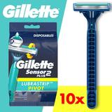 Gillette Sensor2 Plus Pivoting Head Men s Disposable Razors Blue 10 Count