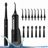 Sejoy Electric Toothbrush and Water Flosser Combo Teeth Cleaner Set 3 Modes and 7 Brush Heads Whitening Toothbrushes 5 Modes and 8 Jet Tips Oral Irrigator 4 Hours Charge for 30 Days Use (Black)