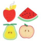 4pcs Children Fruit Shaped Shower Balls Bath Balls Sponge Brushes Supplies