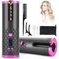 Seenda Cordless Hair Curler Automatic Curling Iron - Ceramic Rotating Hair Curler with 6 Temperatures and Timer Settings Auto Shut-Off Hair Curling Iron Wand for Curls or Waves