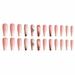 24Pcs Glossy Pink Long False Nails Flower Printed Fake Nails for Women and Girls