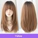 Female Long Hair Realistic Natural Full Headgear Long Straight Hair Air Bangs Wig Fluffy Net Red Hair Set Honey Brown