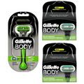 Gillette Body Razor + 1 Refill Blade Cartridge + Gillette Body Refill Blades 8 Count Refill Blades