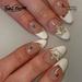 Fofosbeauty 24pcs Press on False Nails Tips Almond Fake Acrylic Nails French Star White
