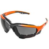 ToolFreak Recka Smoke Lens Safety Protective Glasses and Goggles Combo Impact and U6 UV Rated to ANSI z87.1-2015 with Case Cloth Headstrap Foam Surround