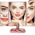 SUGIFT Makeup Mirror Vanity Mirror with 22 LED Lights 1x 2X 3X 10X Magnification Lighted Makeup Mirror Touch Control Trifold Makeup Mirror(Rose Gold)