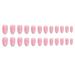 Aetomce 24Pcs Medium Coffin Fake Nails Pink White Flame False Nails Glossy Ballerina Press on Nails for Women and Girls