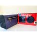 2 pcs Pieces Set Estee Lauder Navy Blue Red Soft Faux Leather Plastic Makeup Cosmetic Purse Bag Large Size