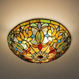 Vinplus Tiffany 3 Light Flush Mount Ceiling Light 16 White Finish with Tiffany Glass