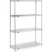 Nexel 4 Tier Wire Shelving Starter Unit Stainless Steel 54 W x 21 D x 86 H