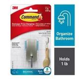 2Pc 3M Command 1.18 in. L Satin Nickel Silver Adhesive Hook